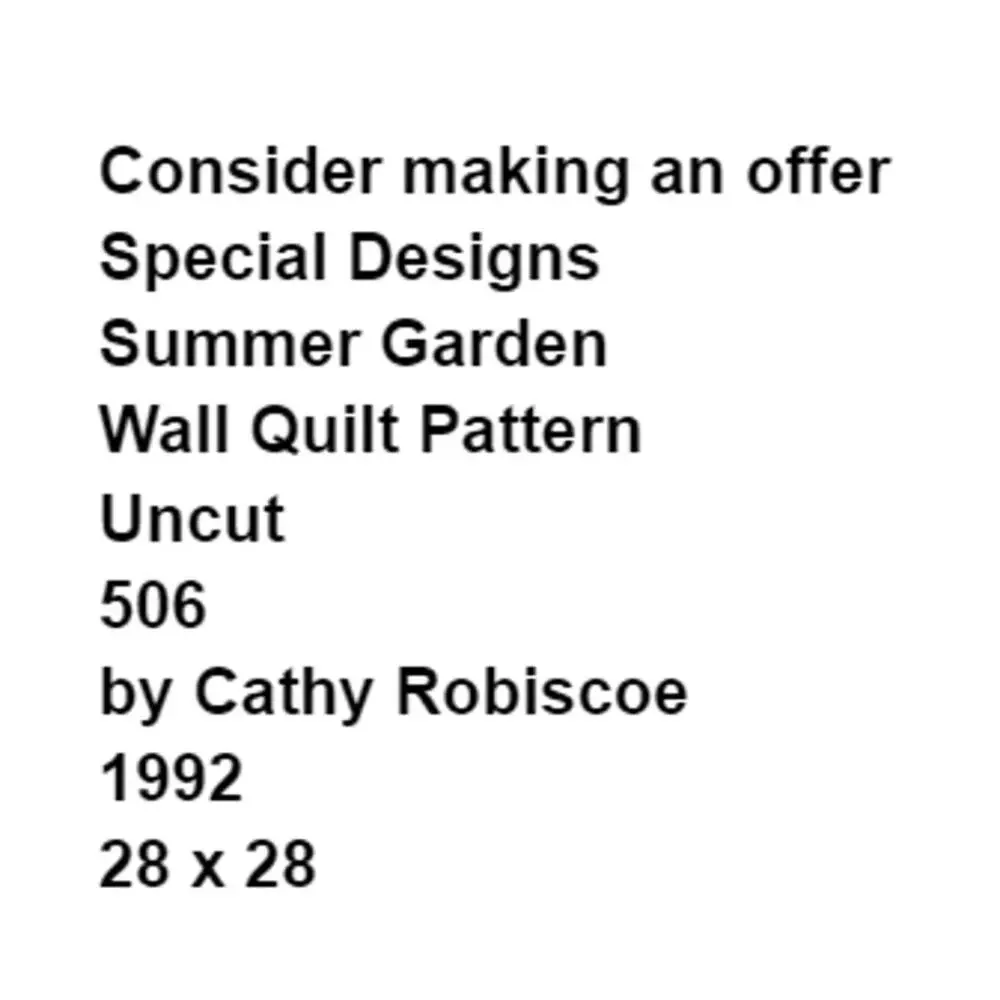 Vintage Summer Garden Pattern Special Designs 506 Wall Quilt Country Grandma